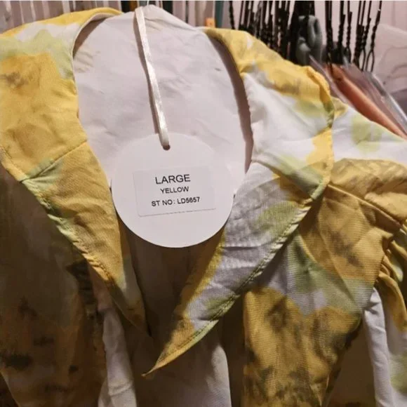 Yellow Floral Mini Wrap Dres - Picture 2 of 4